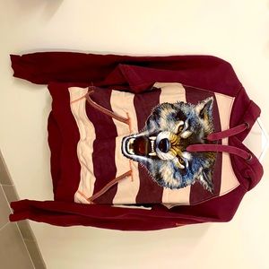 Fierce wolf printed hoodie